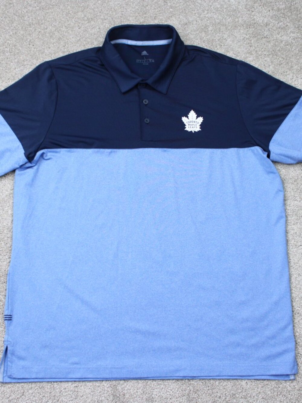 Toronto Maple Leafs Polo Shirt Men Large Blue Colorblock Adidas NHL Short Sleeve